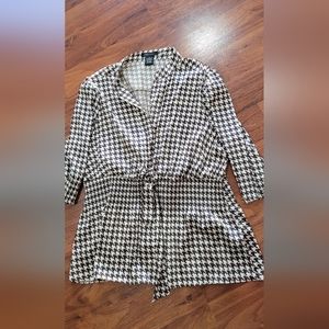BCBG Brown Gingham Blouse